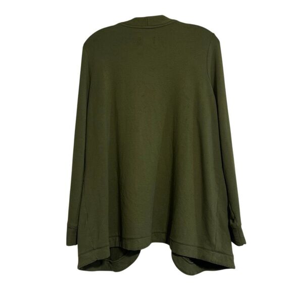 D & Co. Active Cardigan Women's 1X Deep Green Brushed Back Jersey Open Front - Picture 9 of 14
